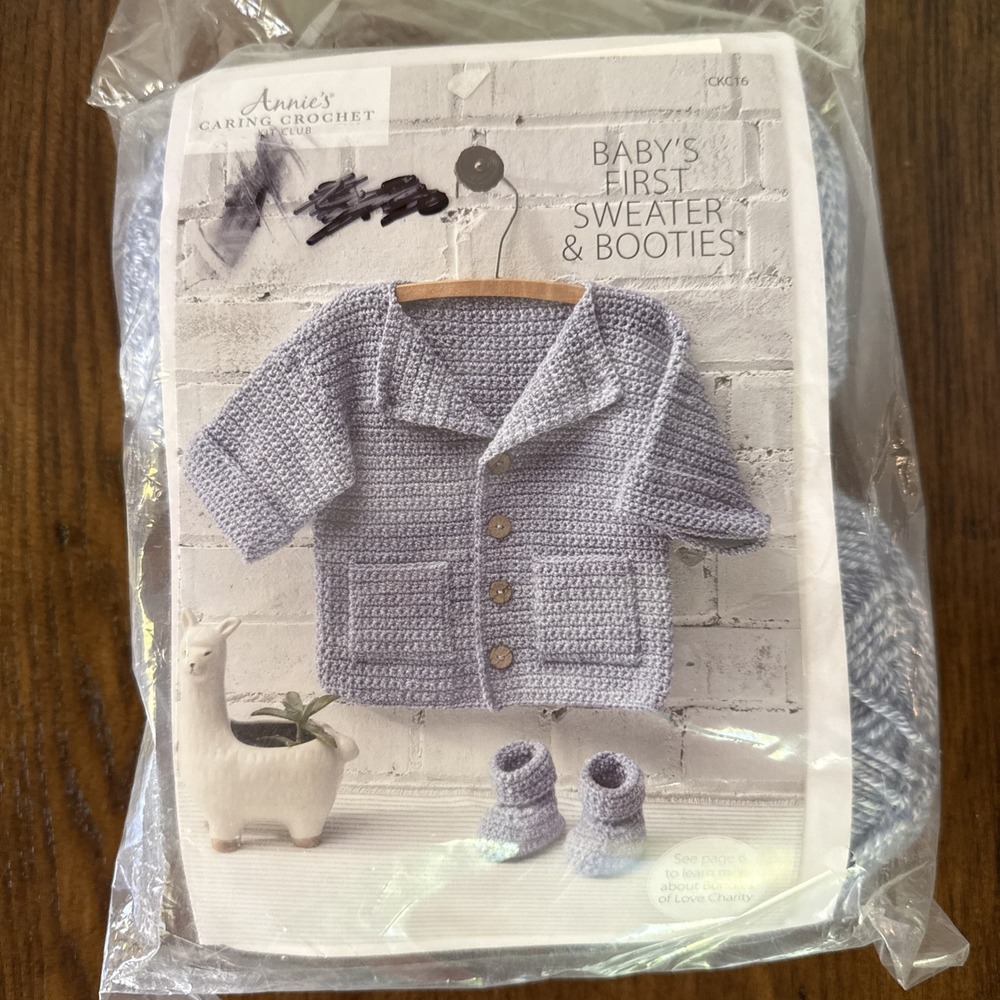 Annie's Caring Crotchet Kit Baby's First Sweater & Booties Kit CKC16